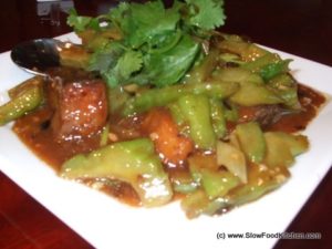 Bitter Gourd and Turbot in black bean sauce Bitter Gourd and Turbot in black bean sauce