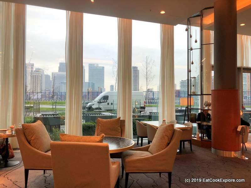 Intercontinental Hotel Afternoon Tea -View of Canary Wharf from the Meridian Lounger