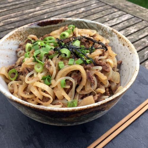 Japanese gyudon beef rice bowl